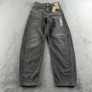 Levis Cinch Barrel Jeans Womens 25x31 Black Faded High Rise Loose Wide-Leg